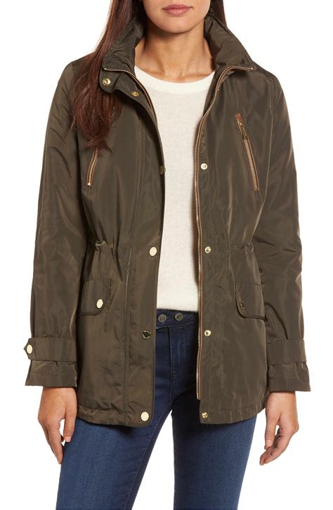 michael kors faux leather trim walker coat|Michael Kors jackets for women.